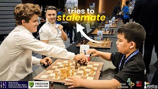 Little kid tries the stalemate trick on Magnus Carlsen  World Team Blitz 2024 [upl. by Lachman]