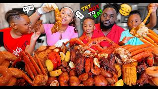 HUGE 300 SPICY SEAFOOD BOIL MUKBANG quotJuicy amp Crabquot with GLAZED DONUTS  QUEEN BEAST FAMILY MUKBANG [upl. by Tice]