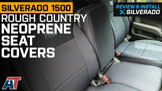 20142018 Silverado Rough Country Neoprene Front Seat Covers Black Review amp Install [upl. by Lashar]