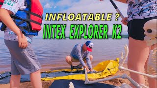 INTEX EXPLORER K2 Inflatable Kayak UNBOXING TEST and REVIEW in MUNISING MI [upl. by Asilef]