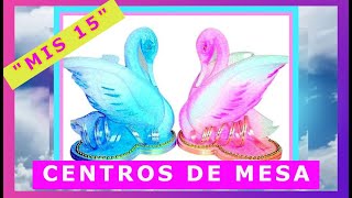 CENTROS DE MESA PARA 15 AÑOS CISNES IDEAS COTILLON CELESTIAL [upl. by Ilojna]