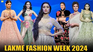 Shraddha Kapoor Ananya Pandey Manushi Chillar Sushmita Sen  Lakme Fashion Week 2024 [upl. by Gollin]