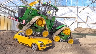 Porsche Macan run over RC Trucks Cat Dump Truck Crash [upl. by Tova466]