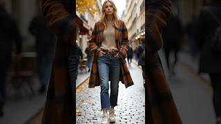 Top Trend Autumn Winter 2024 Oversized Plaid Coat amp Chunky Knits StreetStyle Fashion [upl. by Sucirdor]