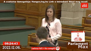 🔴 Parlamenti Közvetítés ÉLŐ 20221206  ParlamentMax támogatója Hangosjoghu [upl. by Aineg532]