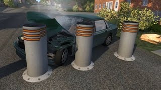 Bollard Crashes 14  BeamNGdrive [upl. by Shing]