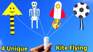 4 Unique kite flying  how to make kite  patang kese banate hai  patang bazi  new type of kite [upl. by Anselm]