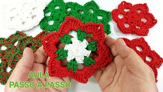 Flor de Crochê Estrelinha de Natal  Aula Passo a Passo Prof Neddy Ghusmam [upl. by Aneek]