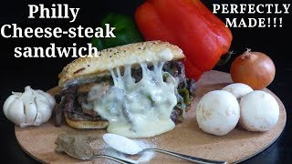 PHILLY CHEESE STEAK SANDWICH MADE TO PERFECTION  QUICK amp EASY PHILLY CHEESE STEAK [upl. by Ybrad129]