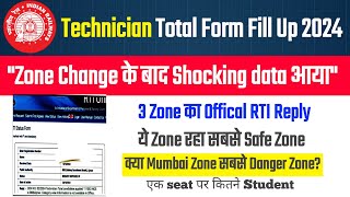 🔥RRB Technician total form fill up 2024  3 Zone Office RTI ReplyNew rtiper seat competition✌️ [upl. by Niatirb]