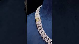 14mm Double Miami Cuban Chain hiphopjewelryicedout diamondboyztennischain rapperjewelryjewelry [upl. by Ateuqram]