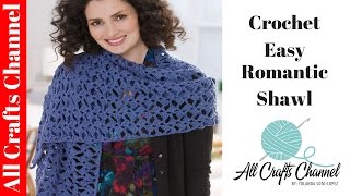 How to crochet romantic lacy shawl  easybeginner level  shawl en crochet [upl. by Nehtanoj]