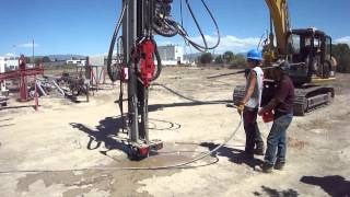 HEM installing hollow bar micropiles [upl. by Airdnat]