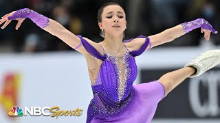 Valieva breaks her own record with incredible short program at European Championships  NBC Sports [upl. by Adora]