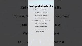 Quick Notepad shortcuts  computer basic knowledge notepadtricks shorts [upl. by Forsta]