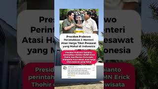 Presiden prabowo perintahkan 2 Menteri atasi Harga Tiket Pesawat yang malah di indonesia [upl. by Mandle]