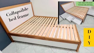 DIY BED FRAME WITH DRAWERS  HOW TO BUILD A BED FRAME WITH DRAWERS [upl. by Euqinomad]