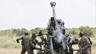 Indian the US Army troops firing M777 Towed Artillery Systems in Rajasthan  Yudh Abhyas 2024 [upl. by Amorete]