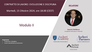 Corso di Formazione quotContratto di lavoro evoluzione e disciplinaquot  Modulo II [upl. by Mclain798]