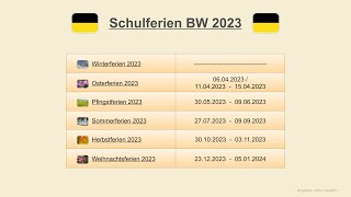 Schulferien BW 2023 [upl. by Junno]