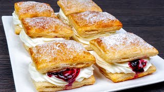 They will disappear in a minutePerfect dessert of puff pastry and pastry creamReady in 20 minutes [upl. by Aileda]