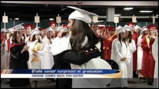 Marine surprises graduating sister at Baldwinsville ceremony [upl. by Aihsinyt442]