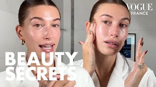 HAILEY BIEBER SKINCARE ROUTINE FOR A SUPER GLOWLY COMPLEXION [upl. by Srevart]