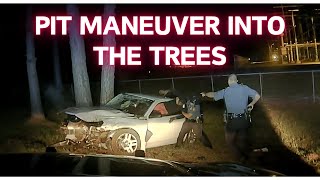 PIT Maneuver into the trees Dodge Avenger flees Arkansas State Police pursuit chase pit [upl. by Hagile]