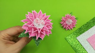 Foam Sheet Flower Step By Step Foam flowers tutorial DIY Glitter Foam sheet craft ideas Foamy [upl. by Kirat475]