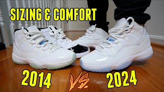 HONEST TRUTH JORDAN 11 LEGEND BLUE 2014 vs 2024 SIZING amp COMFORT [upl. by Eifos]