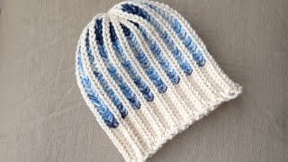 How to Loom Knit a Bicolor Brioche Stitch Hat DIY Tutorial [upl. by Eiryk536]