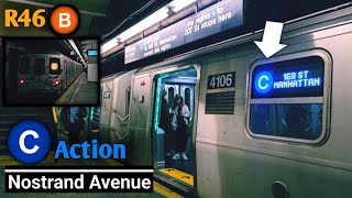 IND Fulton St Line C Action Nostrand Av  R46 B Train [upl. by Cressler20]