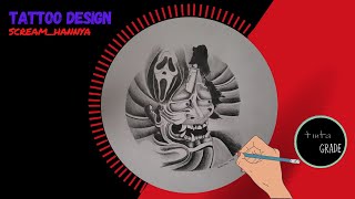 How to Draw Hannya maskScream  Tattoo design [upl. by Plafker]