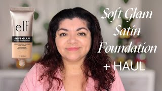 NEW ELF Soft Glam Satin Foundation review and ELF Haul [upl. by Crandell]