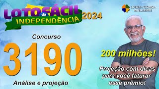 ANÃLISE E PROJEÃ‡ÃƒO PARA O CONCURSO 3190 DA LOTOFÃCIL DA INDEPENDÃŠNCIA 2024 [upl. by Aienahs]