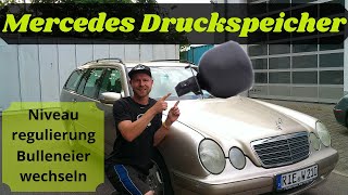 Mercedes W210 Niveauregulierung DruckspeicherFederspeicherBulleneier wechseln  Tutorial Anleitung [upl. by Catie]