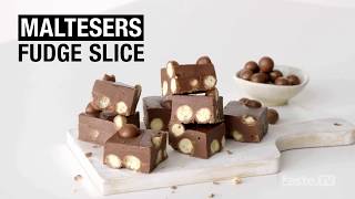 Nobake chocolate Malteser fudge slice  tastecomau [upl. by Searcy]