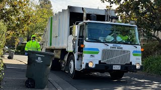 Recology Sonoma Marin  Volvo WXLL Leach Rear Loader Garbage Truck on Park and Apartment Garbage [upl. by Nyrb132]