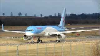 Thomson Airways Boeing 757 GOOBH departs Edinburgh for Innsbruck Sat Feb 23rd 2013 [upl. by Gelman199]