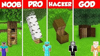 SECRET INSIDE TREE BASE BUILD CHALLENGE  Minecraft Battle NOOB vs PRO vs HACKER vs GOD  Animation [upl. by Haas]