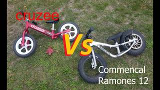 Choosing a balance bike  cruzee Vs Commencal Ramones 12 push runbike strider bike [upl. by Malvin842]