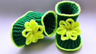 Пинетки крючком Мастер класс Baby booties crochet DIY [upl. by Anihta]