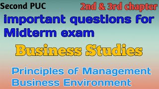 2nd PUC Business Studies Midterm exam important questions  2nd and 3rd chapter [upl. by Reich71]