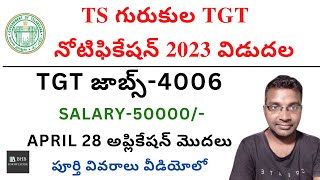 TS GURUKULAM TGT NOTIFICATION 2023  TS GURUKUL JOBS 2023 [upl. by Aven884]