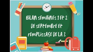 Bilan semaines 1 et 2 de septembre et remplissage de la semaine 3 [upl. by Anayi]