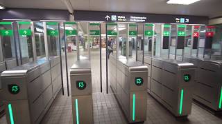 Sweden Stockholm Odenplan subway station escalator ride up to ticket concourse level [upl. by Zerdna]