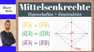 Wie zeichnet man eine Mittelsenkrechte Konstruktionsbeschreibung  ObachtMathe [upl. by Ane679]