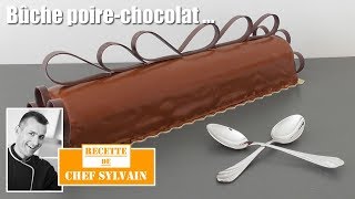 Bûche poire chocolat  Bûche de Noël par Chef Sylvain [upl. by Shreve]