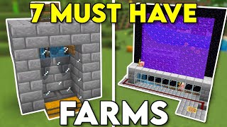 7 MUST HAVE Farms Minecraft Bedrock 121 [upl. by Sirdna]