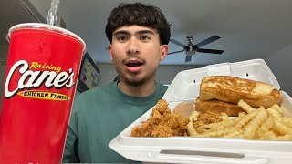 TRYING ASMR MUKBANG FOR THE FIRST TIME  RAISING CANES BOX COMBO ASMR [upl. by Blackstock502]